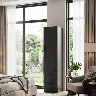 Wardrobe Armoire Closet With 2 Drawers And Door That Can Open From Either The Left Or Right. by Ebern Designs