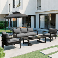 Multi-Person Outdoor Steel Sofa Set, Waterproof, Anti-Rust And Anti-Uv, Suitable For Gardens And Lawns by Red Barrel Studio