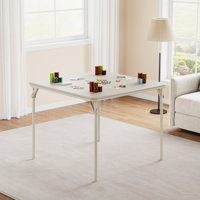 Folding Table, 33.6-Inch Portable Square Folding Card Table, Metal Folding Table With 4 Chairs by Ebern Designs