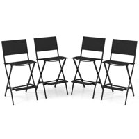 Outdoor Bar Chair Folding Bar Height Stool With Metal Frame Coffee Black by Ebern Designs