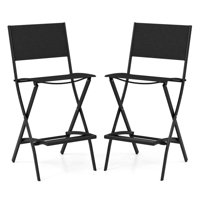 Outdoor Bar Chair Folding Bar Height Stool With Metal Frame Coffee Black