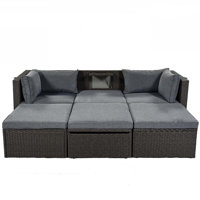 Outdoor Patio Rectangle Daybed With Retractable Canopy, Wicker Furniture Sectional Seating With Washable Cushions, Backyard, Porch by Latitude Run