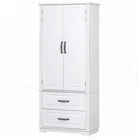Farmhouse Kitchen Pantry Cabinet with 2 Large Drawers,Embossed Texture Freestanding Cupboard Cabinet with 8 Door Shelves and 3 Cabinet Shelves for Kit by Lark Manor