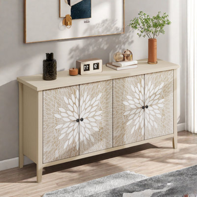 4-door Sideboard With Adjustable Shelves And Exquisite Creative Carving by Winston Porter