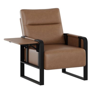 Whole Metal Frame Upholstered Accent Chair With Side Tray Table by Ebern Designs