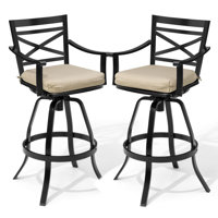 Patio Swivel Aluminum Bar Stools With Sunbrella Cushion by August Grove
