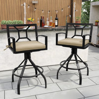 Patio Swivel Aluminum Bar Stools With Sunbrella Cushion by Red Barrel Studio