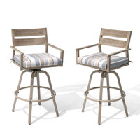Patio Swivel Aluminum Bar Stools With Sunbrella Cushion by Red Barrel Studio
