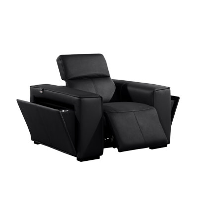 Top Grain Italian Leather Power Reclining Arm Chair with Power Headrests