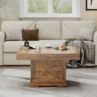 Square Rustic Wood Coffee Table With X-detail by Gracie Oaks