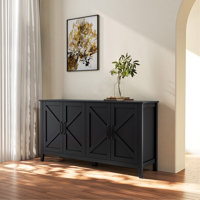Cabinet With 4 Doors And 4 Open Shelgves,Freestanding Sideboard Storage Cabinet Entryway Floor Cabinet For Living Room Office Bedroom