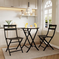 3-Piece Folding Bistro Set, Foldable Patio Furniture Set With Premium Frame by George Oliver