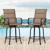 Patio Swivel Texteline Quick-dry Foam Padded Outdoor Bar Stools with High Back by Ebern Designs
