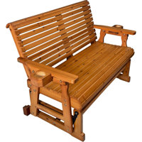 Patio Glider with Cup Holders, High Roll Back and Deep Contoured Seat by Loon Peak