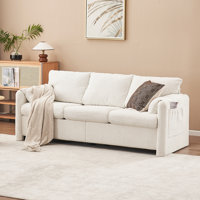 Couch, Upholstered Loveseat Sofa with Soft Chenille Fabric, Comfortable Modern Design for Living Room, Bedroom and Office, Ivory White by Latitude Run