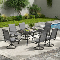 6 - Person Upgraded Metal Patio Swivel Dining Chair Set with Rectangular Table by Winston Porter