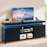 Tv Stand for TVs 75+ Inch with LED Lights and Power Outlet by Wrought Studio