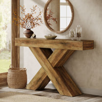 Farmhouse 55" Console Table, Wood Entryway Table with X-Shaped Legs by Millwood Pines