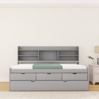 Wooden Daybed With Bookshelves, Storage Drawers And Trundle by Red Barrel Studio