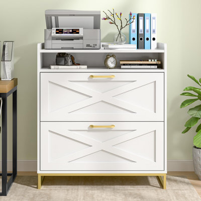 Lateral File Cabinet 2 Drawers File Cabinet With Charging Station For Legal/Letter/A4 Size by Mercer41