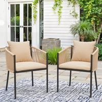 Outdoor Patio Wicker Dining Chair with Cushion by Bayou Breeze