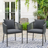 Outdoor Patio Wicker Dining Chair with Cushion by Bayou Breeze