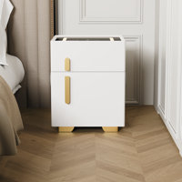 Smart 1-Drawer Nightstand With Insurance, Wireless Charging, Usb Port, Bluetooth Speaker And Led Light by Mercer41