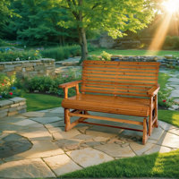 Brown Solid Fir Wood Outdoor Glider for 2-Person by Lark Manor