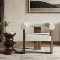 Luxe Sherpa Upholstered Accent Armchair with Solid Wood Frame – Handcrafted Modern Classic Design, 26"W x 22"D x 27"H, A Refined Choice for Stylish Fa by Latitude Run