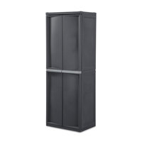 Storage Cabinet, Plastic Closet Organizer, 4 Adjustable Shelves, Gray