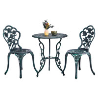Outdoor 3-Piece Cast Aluminum Rose Bistro Set by Fleur De Lis Living