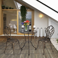 Outdoor 3-Piece Cast Aluminum Tulip Bistro Set