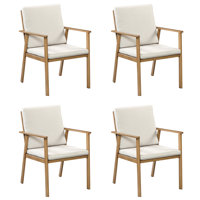 SeeHill 4-Piece Aluminum Dining Chairs, Modern Outdoor Patio Chairs with 2.4" Cushions, Waterproof & Rust-Resistant, UV Coating, Easy Assembly, for Ba by Hokku Designs