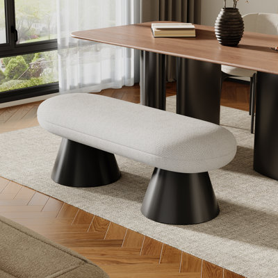 Canaan Fabric Upholstered Dining Bench With Metal Legs by Ivy Bronx