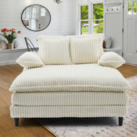 Izeyah 54.75"W Luxury Corduroy Chaise Lounge Chair, Adjustable Backrest by Mercer41