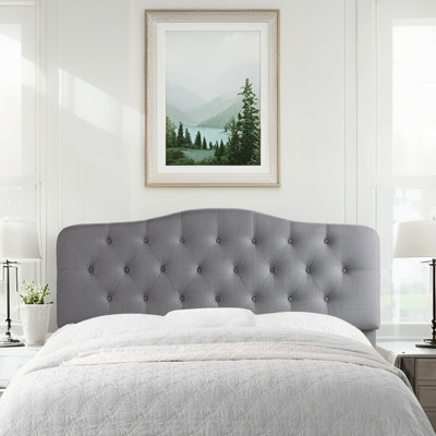 Adjustable Height Headboard with Linen Upholstery and Button Tufting for Bedroom by Winston Porter