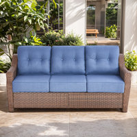 Acton 75" Outdoor Wicker Rattan Patio Sofa With 6" Thick Cushions by Lark Manor