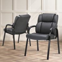 Leather Guest Chair With Padded, Reception Meeting Conference And Waiting Room Side Office Home by Corrigan Studio