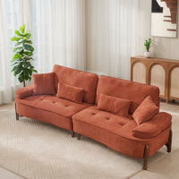102.98" W Pillow Top Arm Tufted Seat Sofa With Solid Wood Legs by Latitude Run