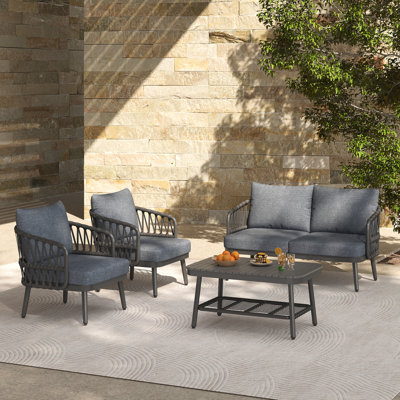 Daxton 4-Piece Outdoor Conversation Set With Thick Cushions