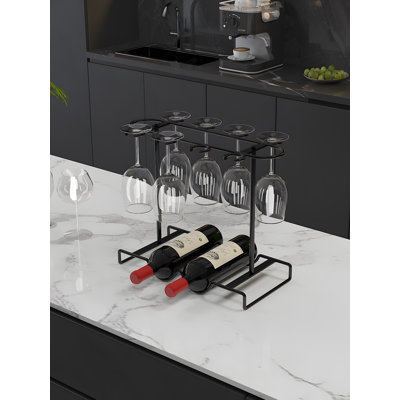 Light Luxury High Footed Cup Inverted Hanging Rack - Metal Red Wine Rack Ornament, C-Shaped Cup Mouth Design, Bar Counter Wine Cabinet Storage Display by Mint Pantry