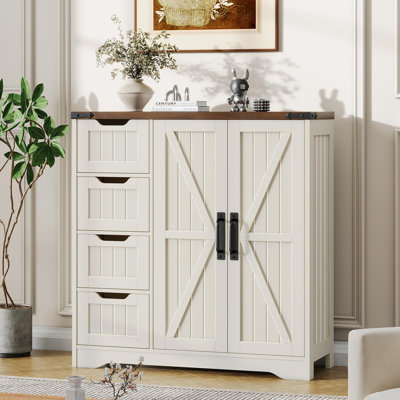 Farmhouse Storage Cabinet With Sliding Barn Doors by Gracie Oaks