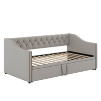 Twin Size Upholstered Daybed With Pop Up Trundle