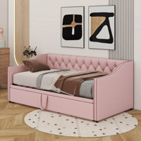 Twin Size Upholstered Daybed With Pop Up Trundle