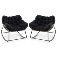 Outdoor Rocking Chair Oversized Patio Pe Wicker Egg Chair Rattan Lounge Chair by Corrigan Studio