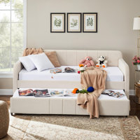 Velvet Upholstered Daybed with Trundle, Twin Size