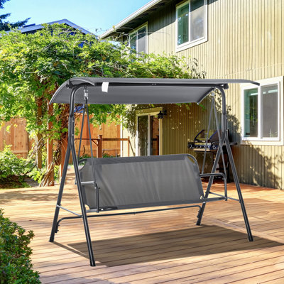 3-Person Porch Swing With Stand, Outdoor Swing For Patio Porch With Adjustable Tilt Canopy by Dovecove