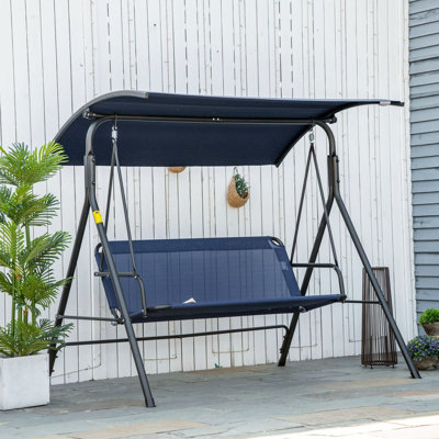 3-Person Porch Swing With Stand, Outdoor Swing For Patio Porch With Adjustable Tilt Canopy by Dovecove