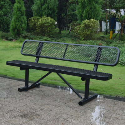 Outdoor Steel Bench With Backrest by Hokku Designs