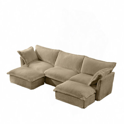 Evelyn U-Shaped Sectional Sofa with 2 Ottomans by Everly Quinn